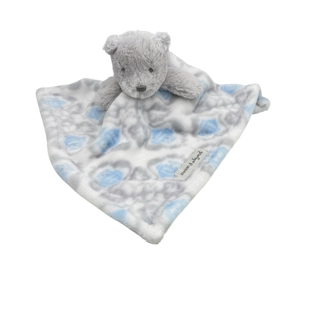 Blankets Beyond Gray Teddy Bear Plush Soft Lovey Security Blanket Blue White Owl